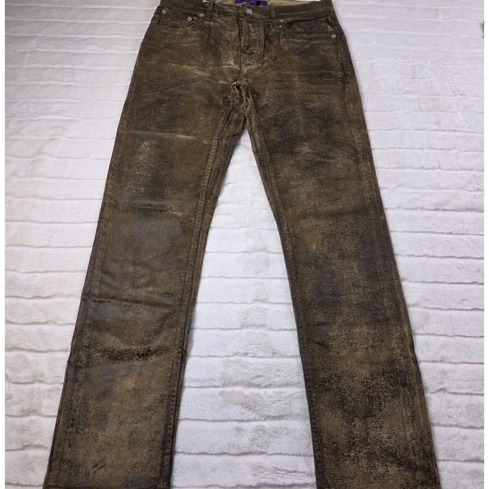 Ralph Lauren Purple Label 750 Straight Ankle Jeans Womens 30 Flocked Brown $890